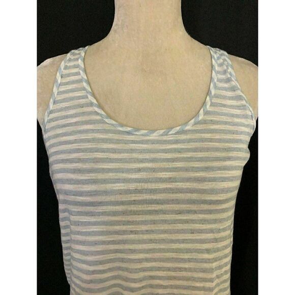 J Brand Blue White Striped Scoop Neck Tank top - Picture 2 of 8